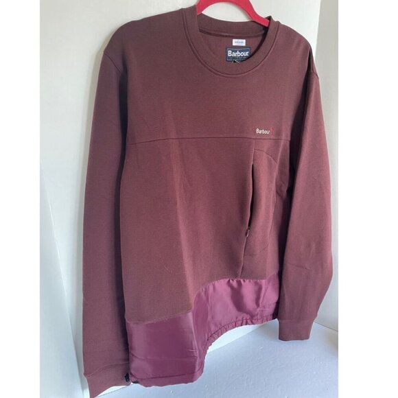 Barbour Bowfell Sweatshirt Mens Medium Brown Crewneck Fleece Sweater Pullover - Picture 4 of 6